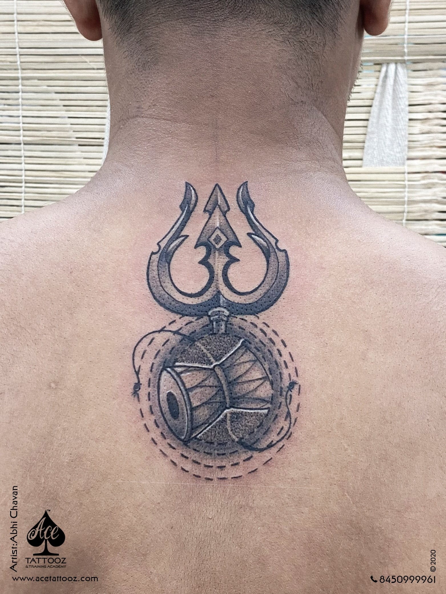 Damru & Trishul Small Tattoo