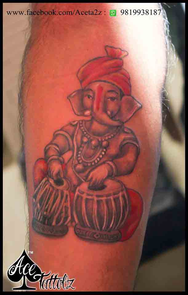 Lord-Ganesha-with-Tabla-Tattoo
