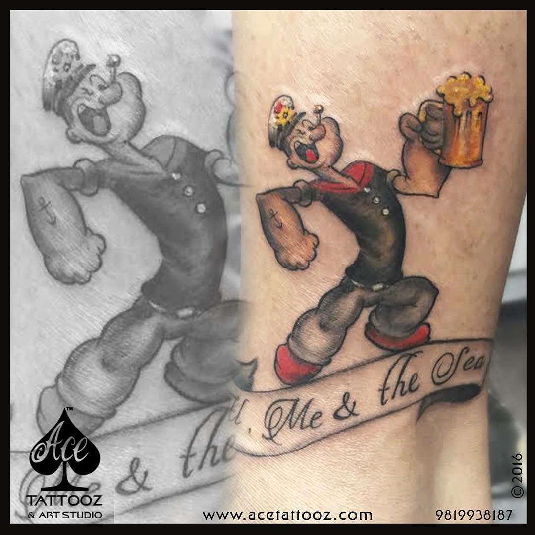 My favorite style to tattoo New school/neo-traditional! Had a grand time  doing this popeye for @jonny_batman10 thanks again bud! | Instagram