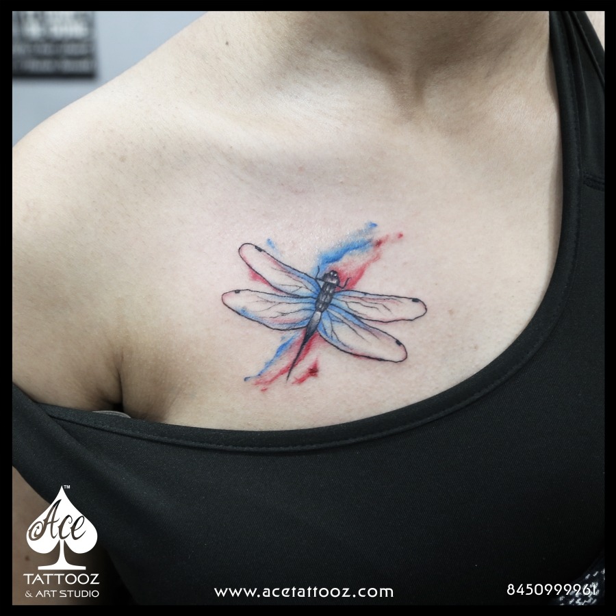 Watercolor Dragonfly Tattoo Design - Tattoos Designs