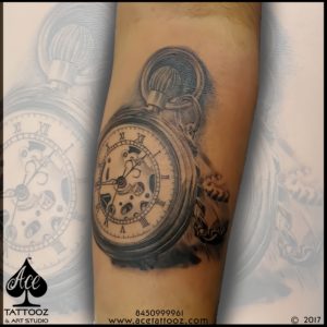 Clock 3D Tattoo Design - Ace tattoos