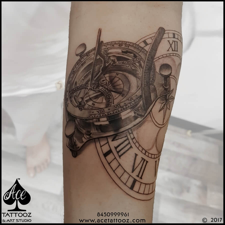 Realistic Compass Tattoo