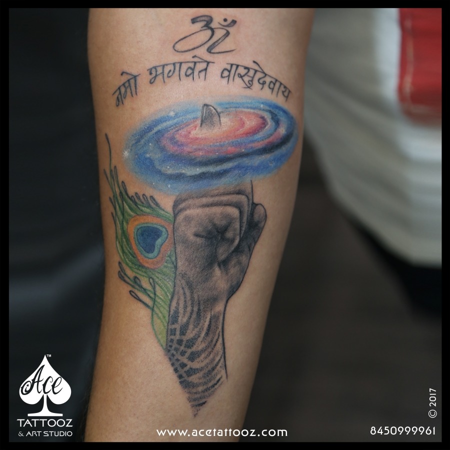 Lord Krishna Tattoo Designs with Sudarshan Chakra