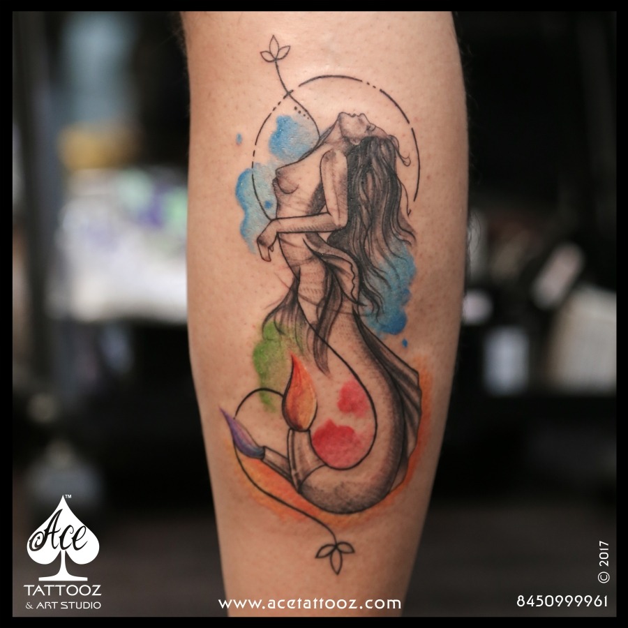 Colored mermaid tattoo - Design of TattoosDesign of Tattoos