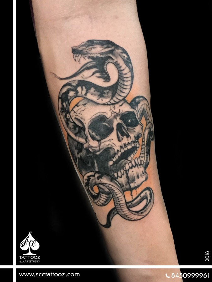 Tattoo uploaded by Kayle LeoGrande • Tibetan skull & snake • Tattoodo