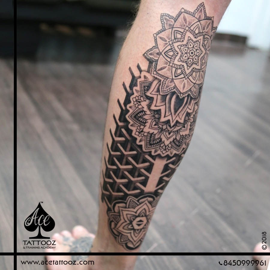 Customised Mandala Black and White Tattoo Designs - Ace Tattooz