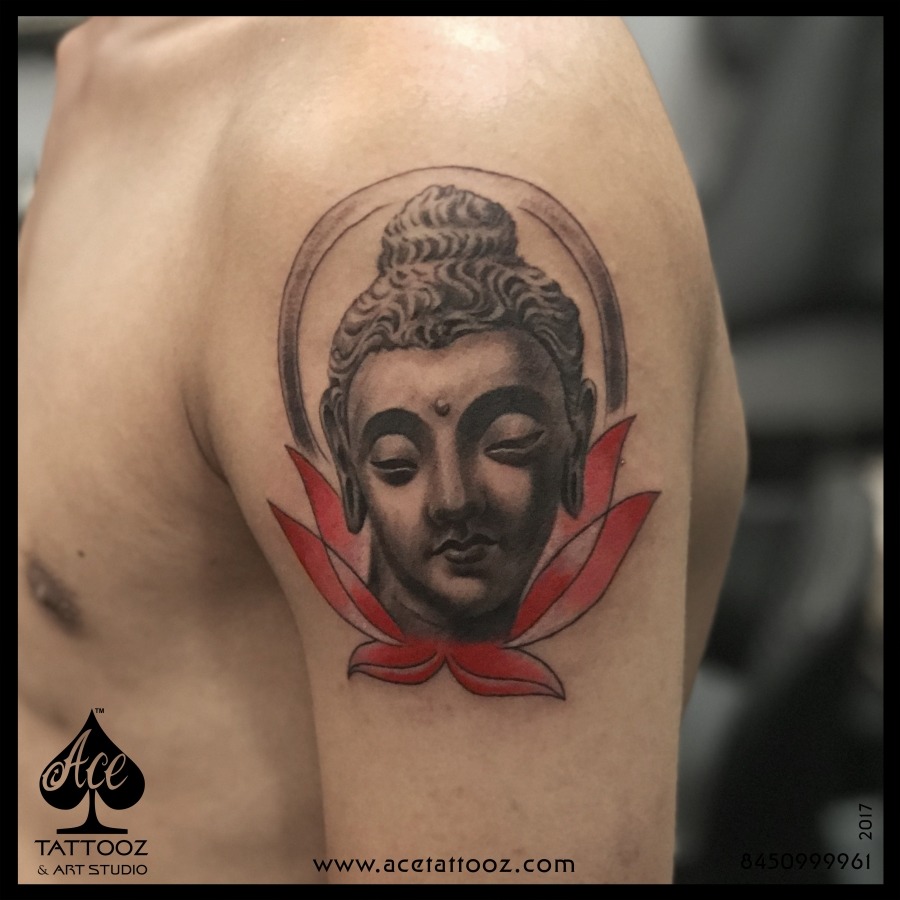 Premium Photo | Vector tattoo art buddha on lotus hand drawing black and  white generative ai