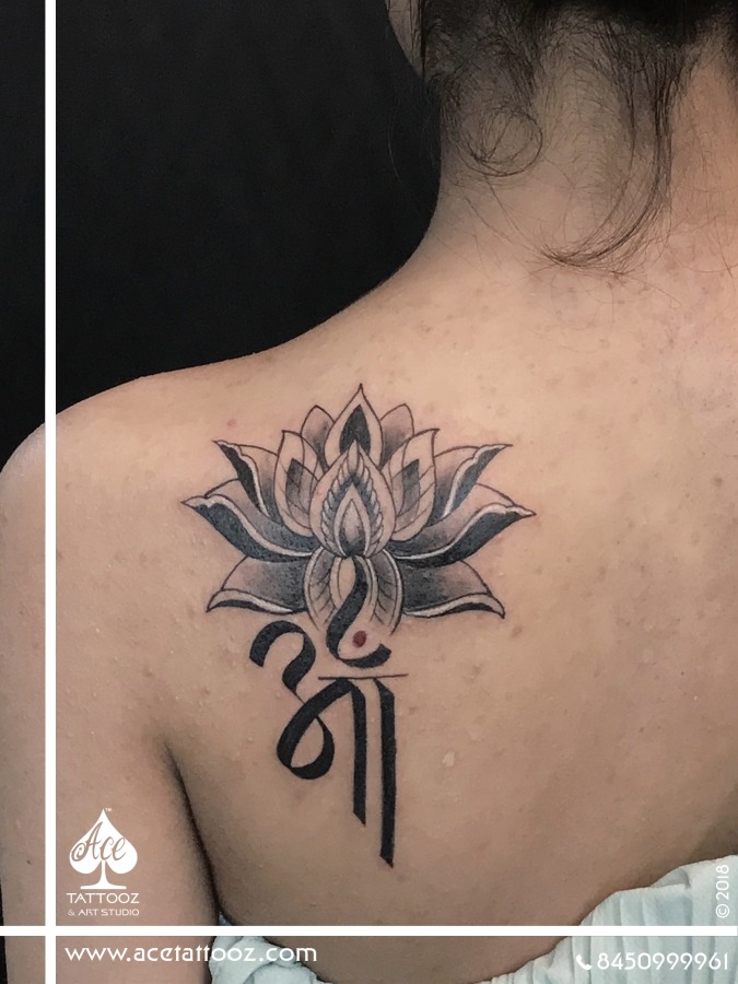 OM Mandala Lotus Tattoo on Shoulder - Ace Tattooz