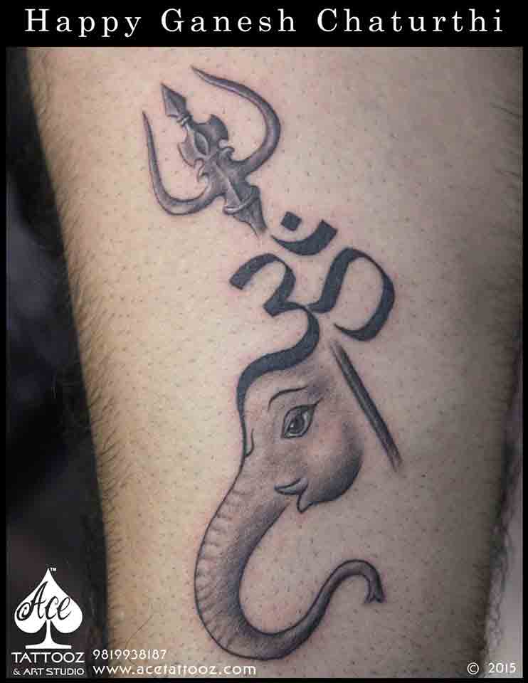 Ganesh & Lotuses & Mouse Dorotka by Ivana Tattoo Art : Tattoos