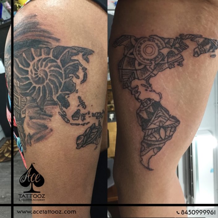 Best Arm Tattoos Ever for Men - WorlD Map ManDala Tattoo On Arm 705x705