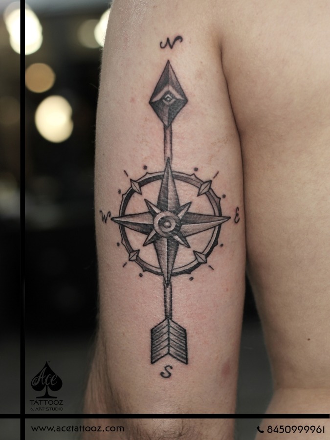 indian arrow compass tattoo