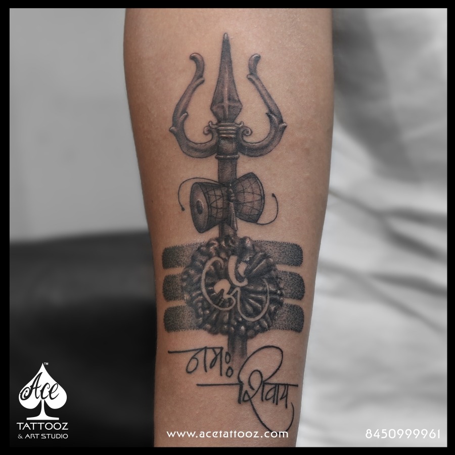 Tattoo uploaded by Sachin salunke  Trishul tattoo design with shiva mantra  third eye and rudrakha by Tattoo Artist Sachin At Being Animal Tattoos  Jogeshwari  Tattoodo