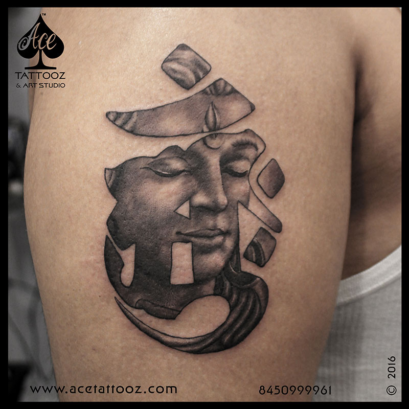 Shiva with OM 3D Tattoo - Ace Tattooz