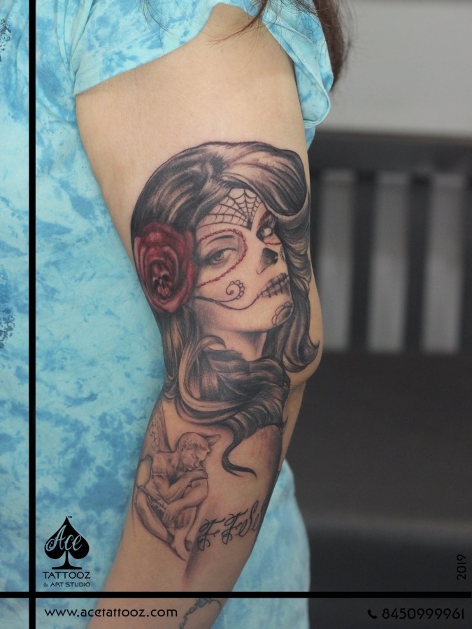 Cover up Black and Grey Angel Tattoo  Triple 222 Tattoo