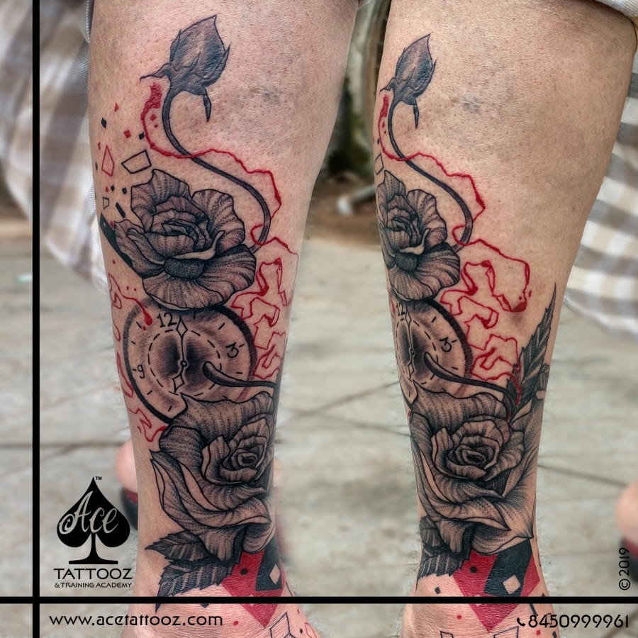 Some great colours in this beautiful tiger and snake leg sleeve cover |  Lighthouse Tattoo
