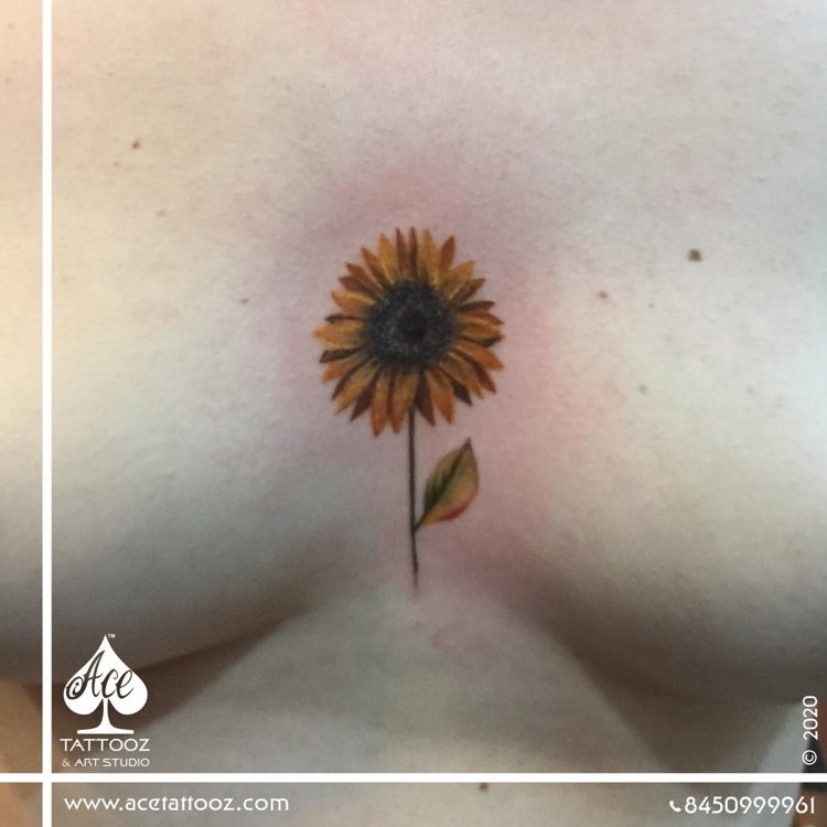 Fine Line Tattoos by Math  A sunflower field is like a sky with a thousand  suns   Single needle soft shaded sunflower on the ribs done  thelondonsocialtattoo   If