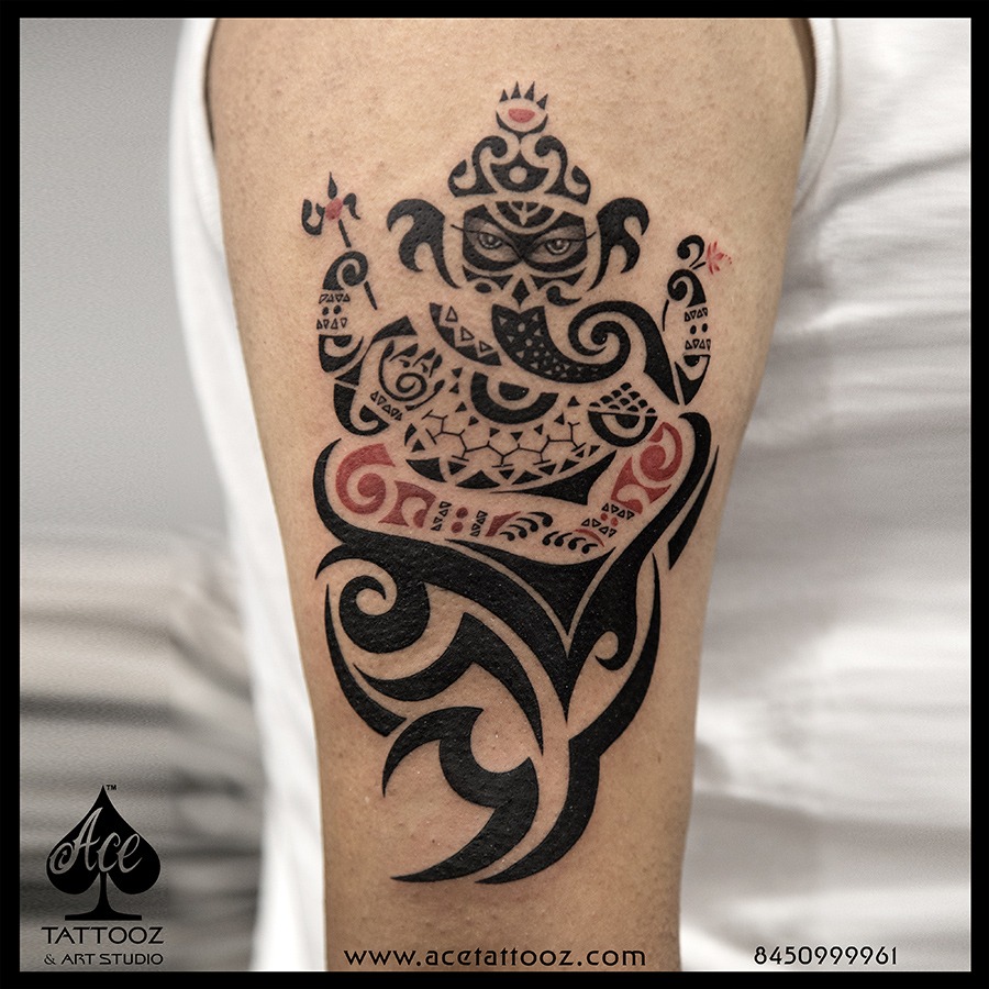 Religious Ganesh Sleeve Tattoo by Reinkarnation Tattoos