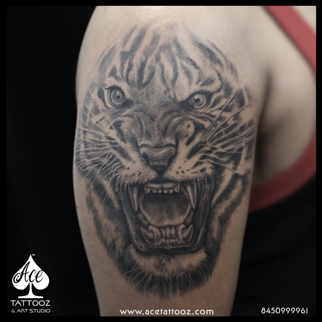 Black and White Tiger 3D Tattoo - Ace Tattooz