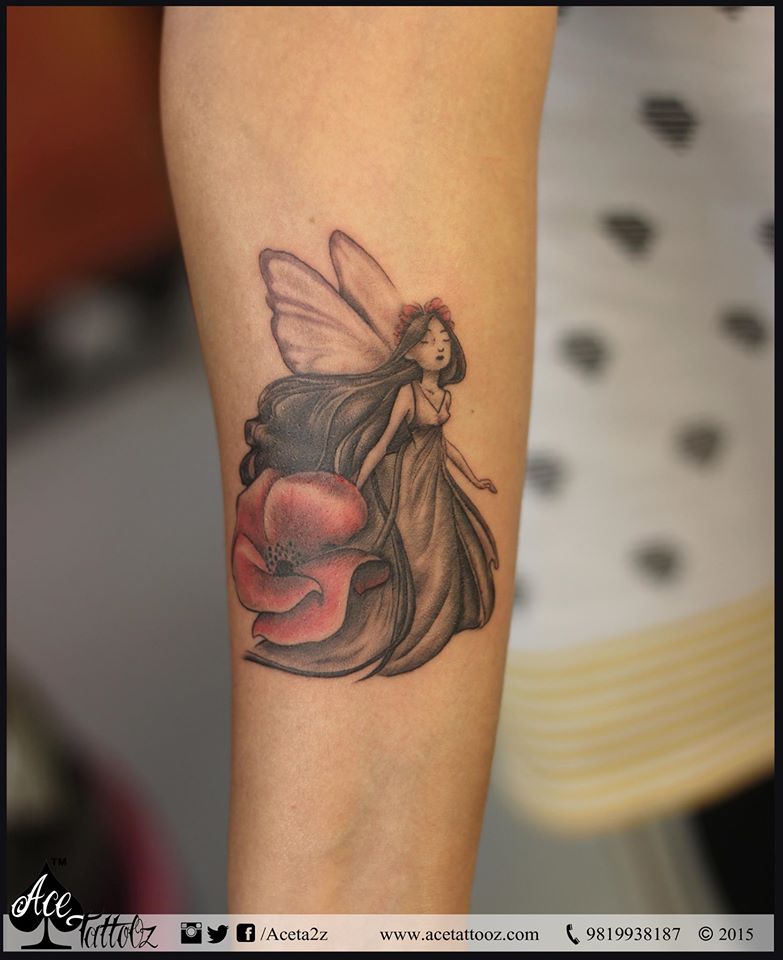 Cute Looking Angel Tattoo in Black  Tattoo Ink Master