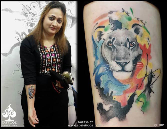 Colourful Lion Animal Tattoo - Ace Tattooz