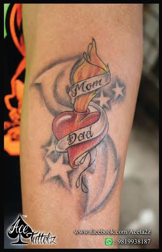Colourful Mom & Dad Tattoo for Men - Ace Tattooz