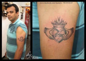 Heart with Crown tattoo for Men