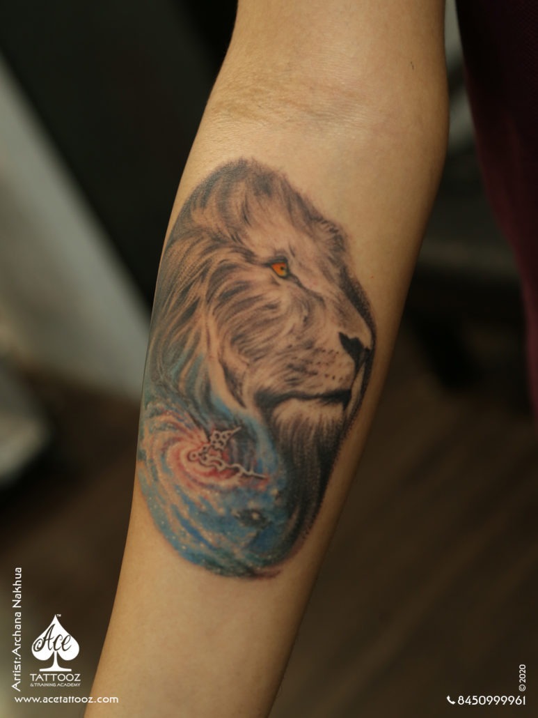 Lion tattoo  Lion tattoo Hip thigh tattoos Moon tattoo designs