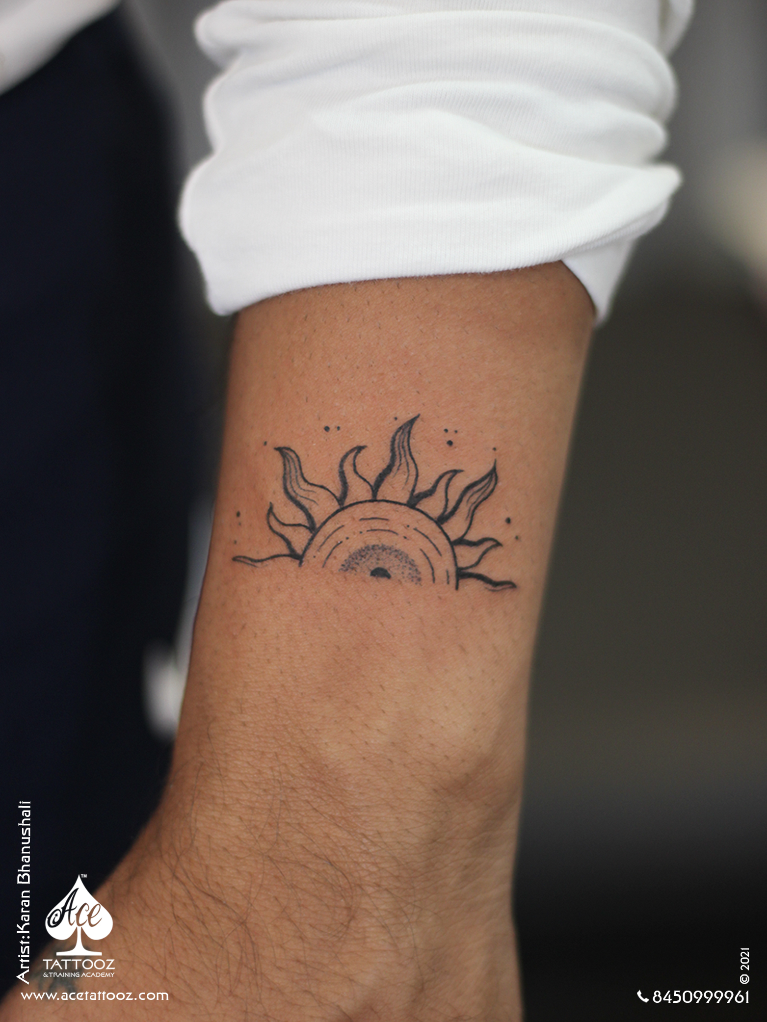 Custom Sun Tattoo - Ace Tattooz