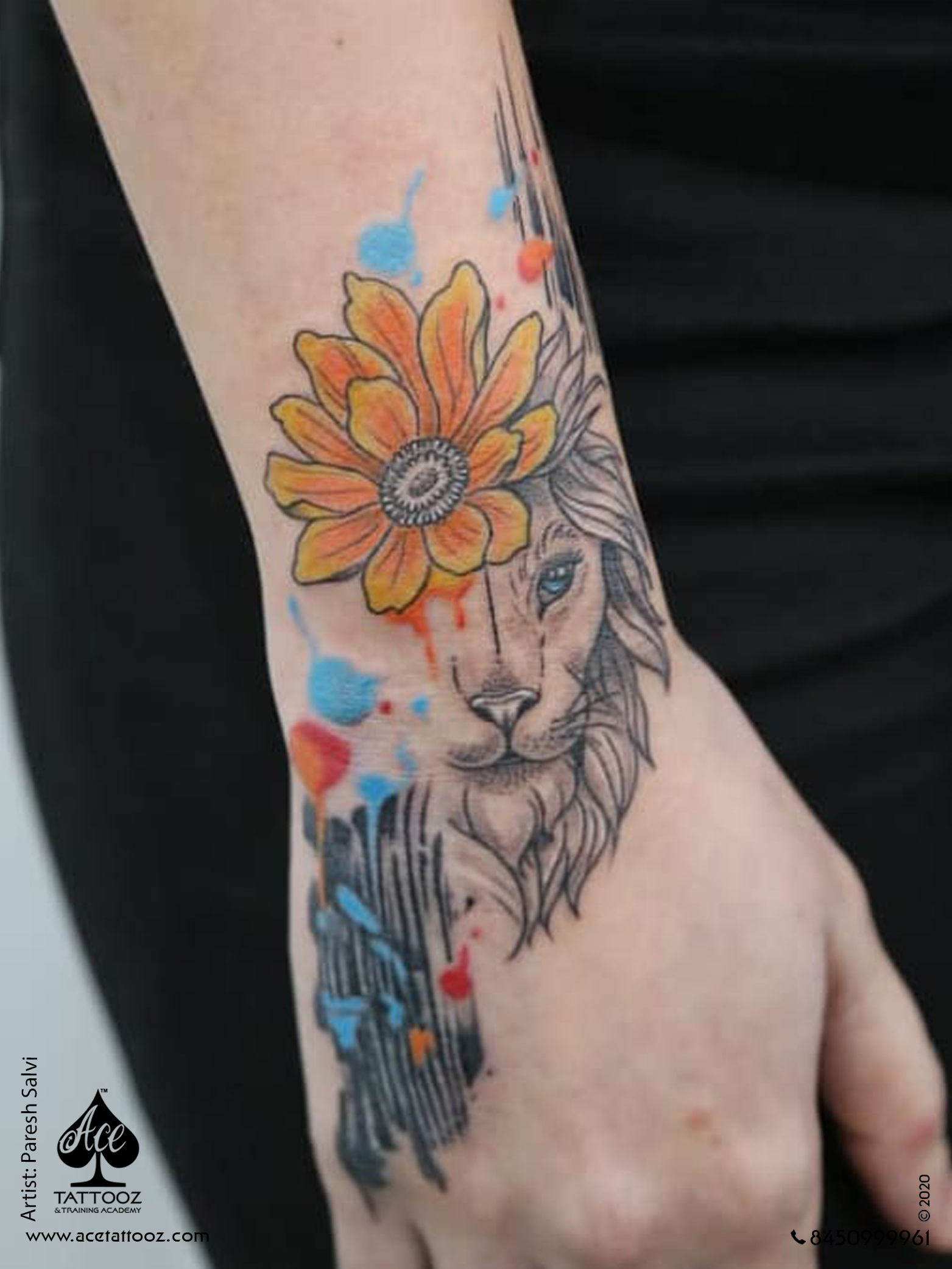 Floral Lioness Temporary Tattoo  EasyTatt