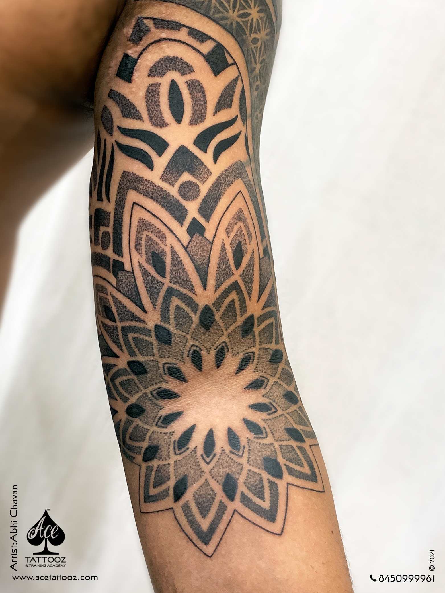 101 Amazing Dotwork Tattoo Designs You Must See! | Geometric sleeve tattoo,  Elbow tattoos, Mandala tattoo sleeve