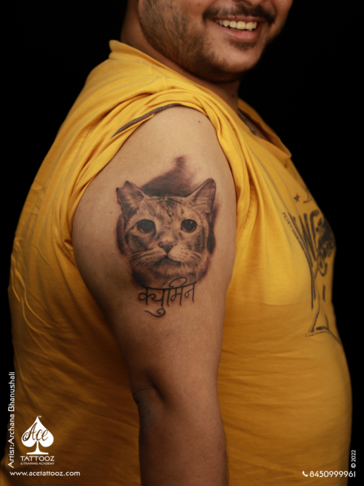 Cat Portrait tattoo for men