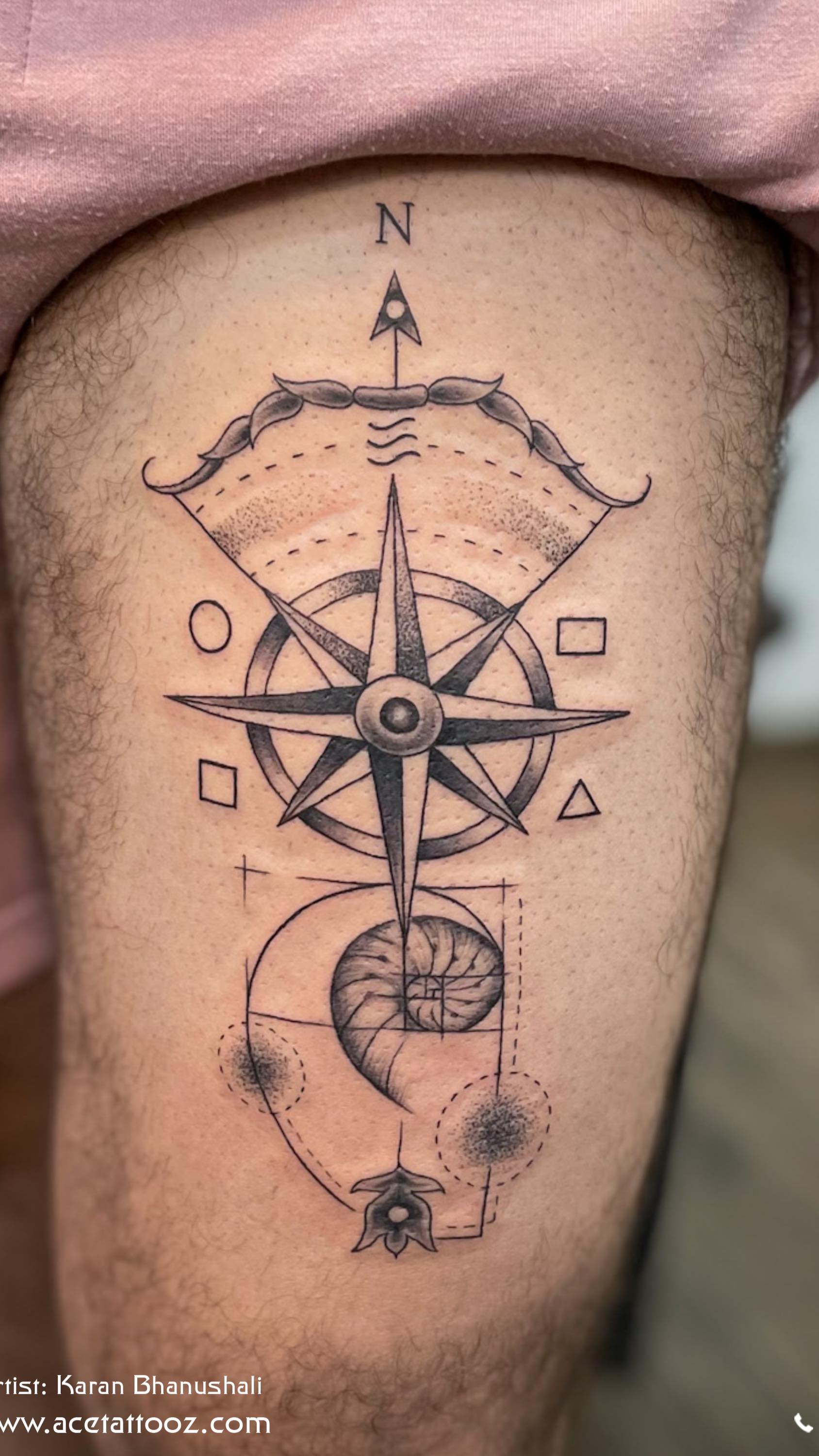 Concept CUSTOM TATTOO 

When your client is a Travel enthusiast & loves his zodiac as he is an Astrologer so the Sun SIGN Sagittarius 
He also wanted the 5 elements of Air water fire earth space 
The design of Golden Ratio for a strong visual through balance and proportion. 
.
Done by @paresh_salvi_ 

#Customtattoo #Concepttattoo #Traveltattoo #Astologicaltattoo #Sagittarioustattoo #Customisedtattoo #5elementstattoo #Goldenratiotattoo #Acetattoozindia #Acetattooz #Bestatttooartistindia #Tattooideas #Tattoodesign #Custometattooideas #Bestcustomisetattoo #Besttattoostudio #Tattooartostindia #Ghatkopartattoos #Colabatattoos #Mumbaitattoos