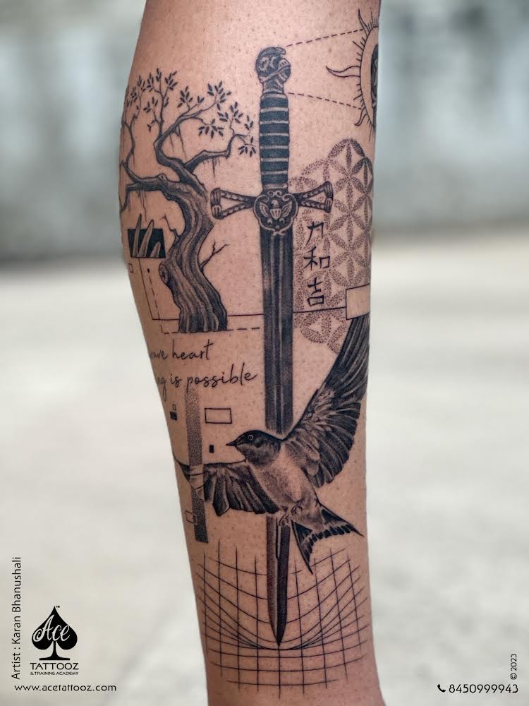 Sword tattoo 🗡️ Artist - Namita Narwade SKIN INKS TATTOO - MUMBAI To book  your appointment Call - 9773810594 #skinks #tattoo… | Instagram