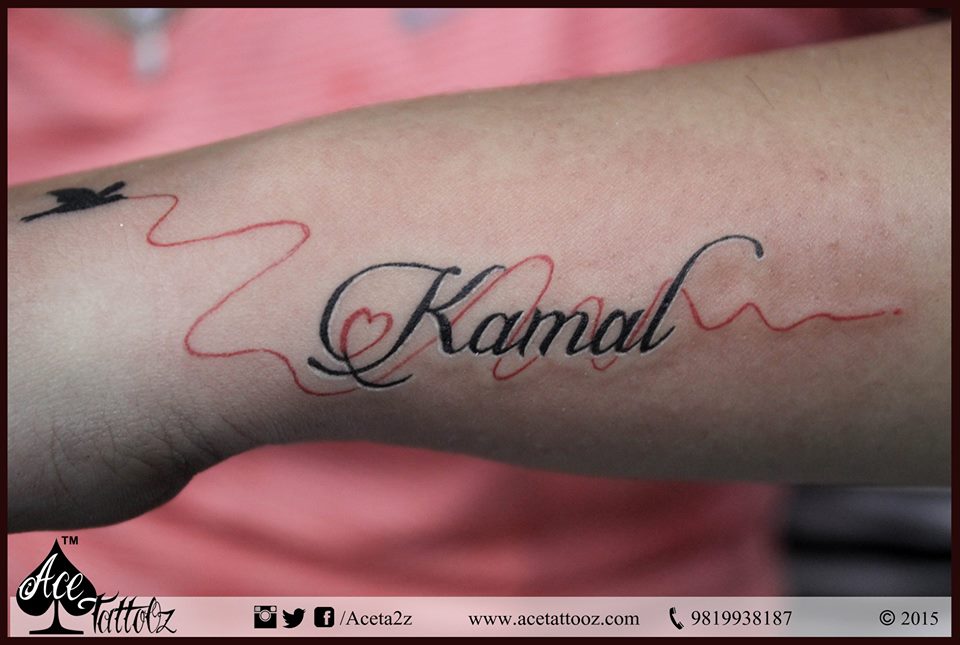 Small video of name tattoo: Name Tattoo with small heart beat and heart.  Made this small tattoo on wrist. Thanks to an old client who took her  sister to... | By Angel