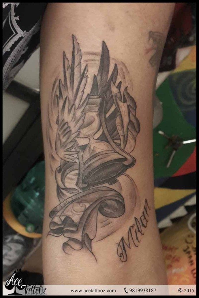 Abstract Sand Clock Tattoo