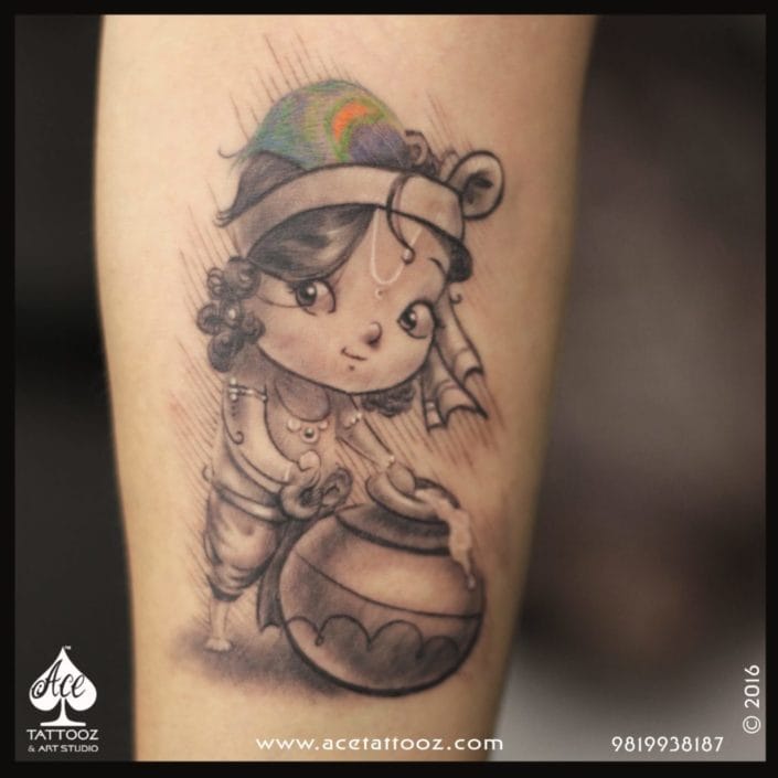 Baby-Krishna-Black-and-Grey-Tattoo-705×705