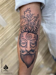 Beard Man Forest Arm Tattoo