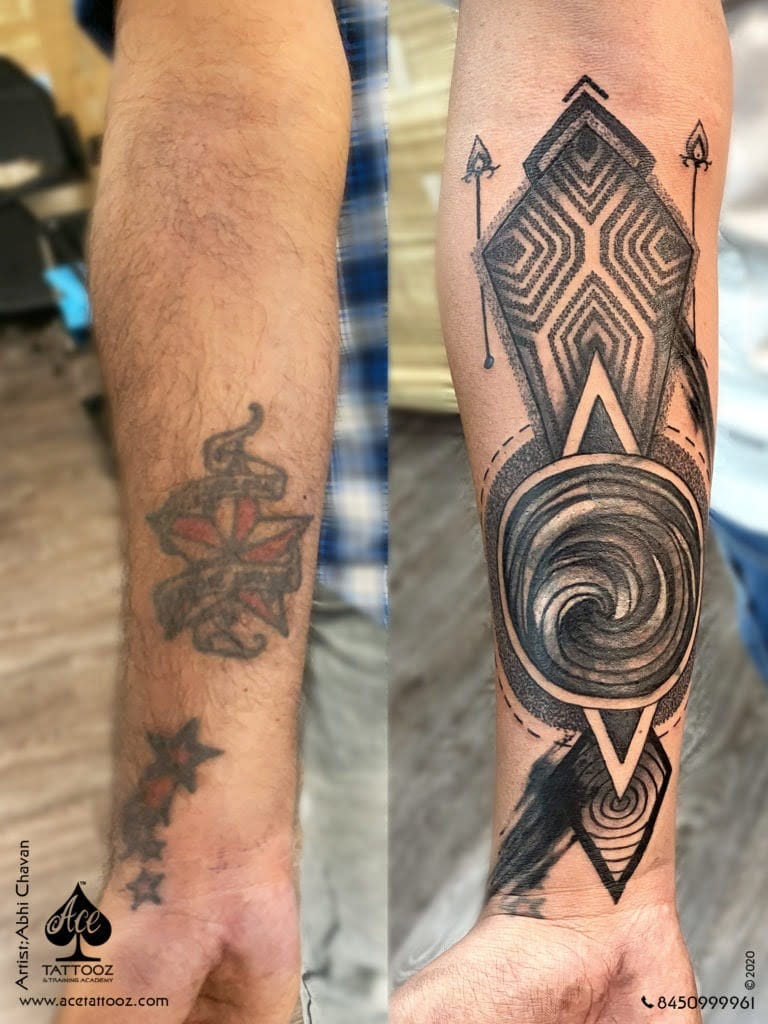 Black & White Coverup Tattoo for Men