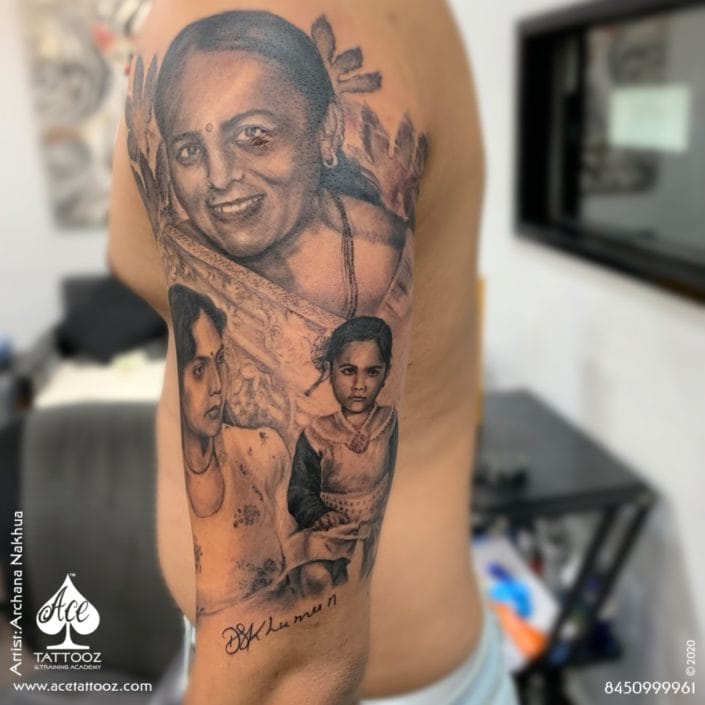 Black-and-Grey-Mother-Portrait-Tattoo-705×705