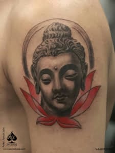 Black and White Buddha Tattoo