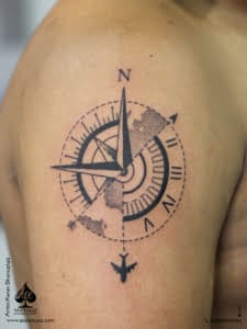 Black and White Compass & Travel Tattoo
