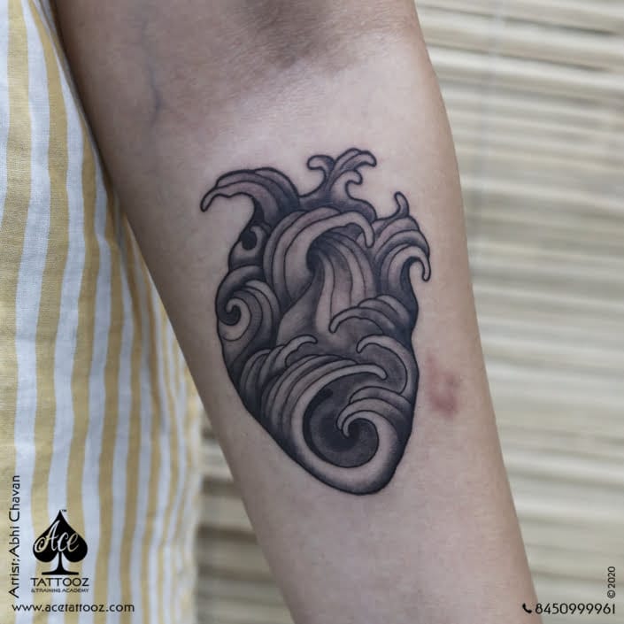 Black-and-White-Ocean-Heart-Tattoo-705×705