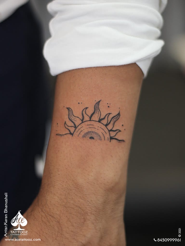 Custom Sun Tattoo for Men