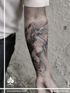 Horse (Pegasus) Black and White Tattoo Designs