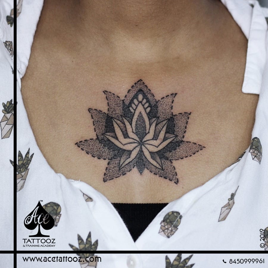 LOTUS TATTOO ON CHEST