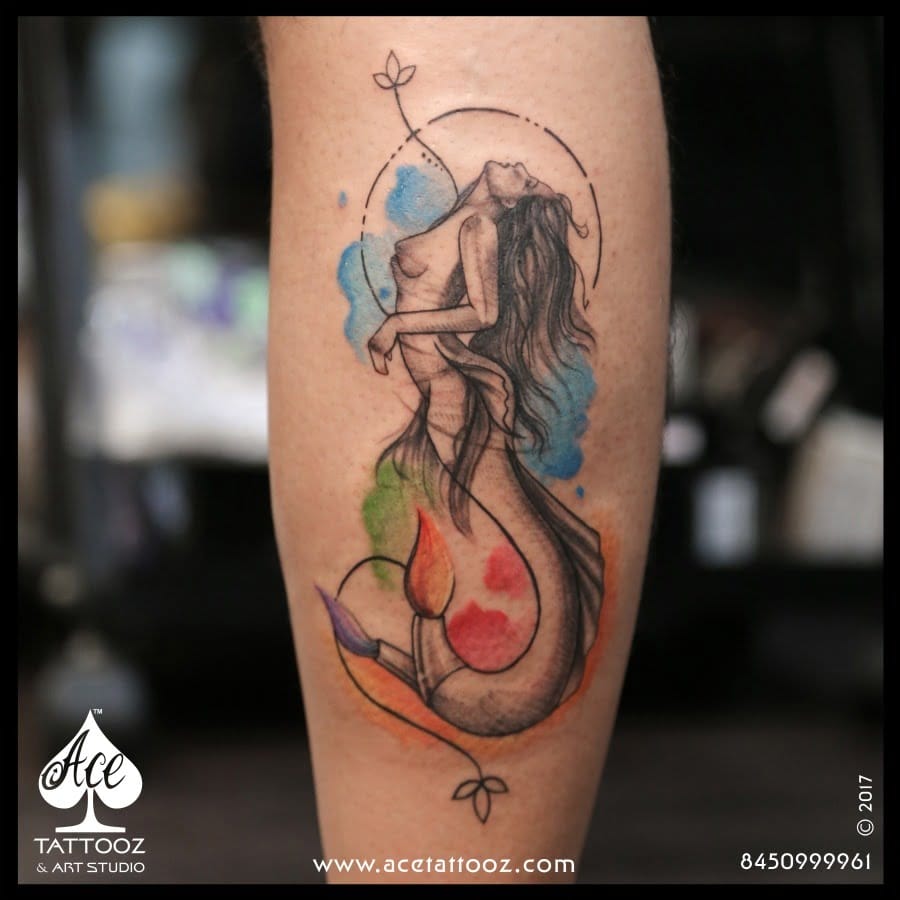 Mermaid-Water-Colour-Abstract-Tattoo