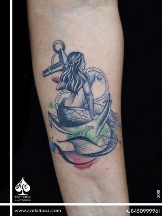 Mermaid-with-Anchor-Black-and-Grey-Tattoo-Designs-529×705