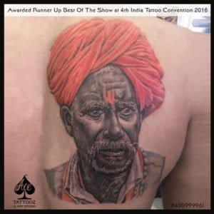 Old Man Portrait 3D Tattoo