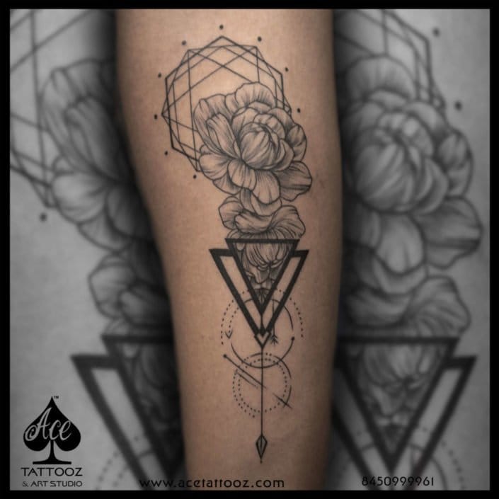 Peony-Flower-Black-and-Grey-Tattoo-705×705