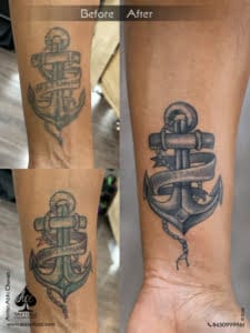 Redesigned Anchor Black and White Tattoo
